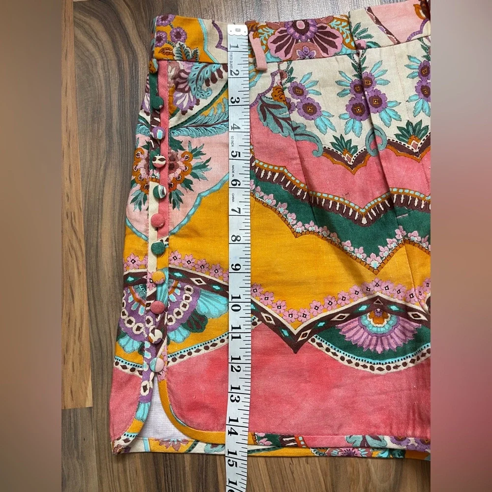 Zara Multicolor High Waist linen blend Women's Shorts - Picture 6 of 9